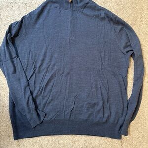 Brooks Brothers Men's Blue Zip-Up Wool Sweater